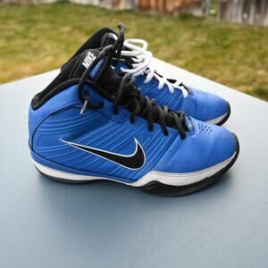 Nike Youth Basketball Shoes Blue Black White Size 4.5Y Mid Top